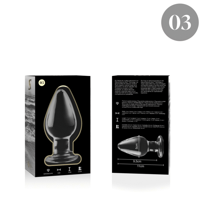 NEBULA SERIES BY IBIZA - MODEL 3 ANAL PLUG BOROSILICATE GLASS TRANSPARENT 11 CM -O- 5 CM thumb 4