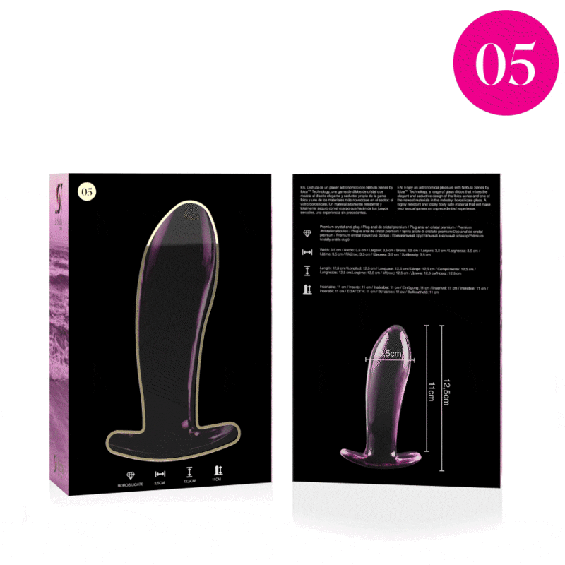 NEBULA SERIES BY IBIZA - MODEL 5 ANAL PLUG BOROSILICATE GLASS PINK 12.5 CM -O- 3.5 CM thumb 4