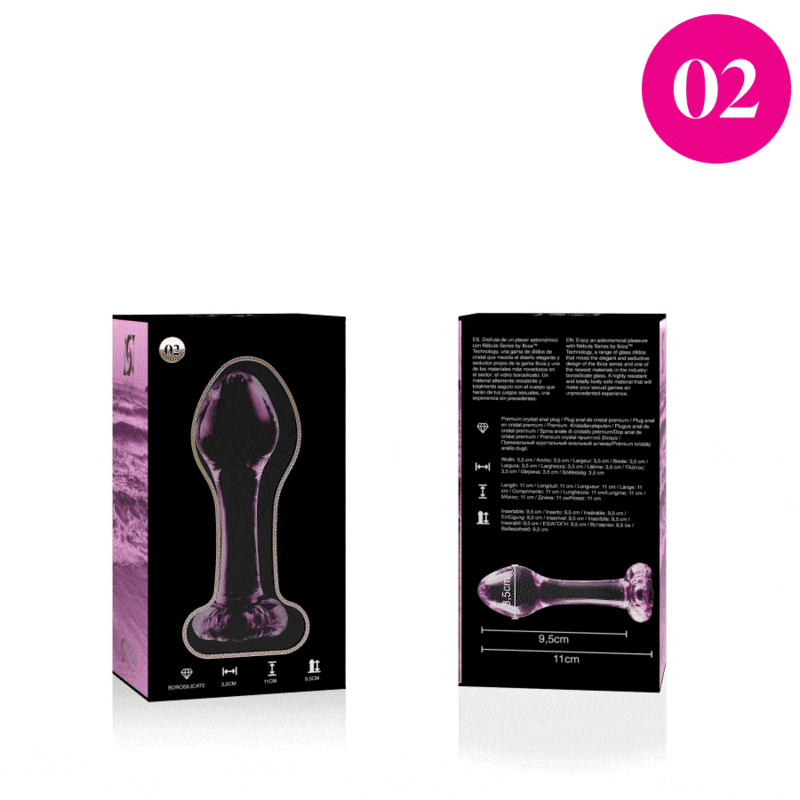 NEBULA SERIES BY IBIZA - MODEL 2 ANAL PLUG BOROSILICATE GLASS PINK 11 CM -O- 3.5 CM thumb 4