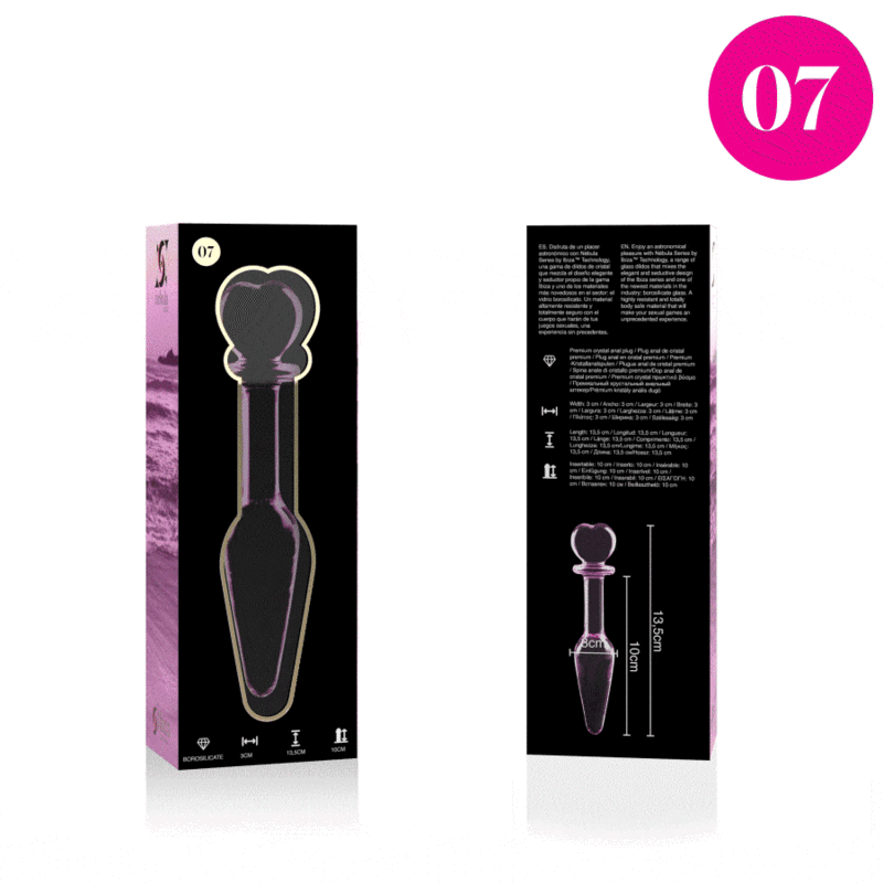 NEBULA SERIES BY IBIZA - MODEL 7 ANAL PLUG BOROSILICATE GLASS PINK 13.5 CM -O- 3 CM thumb 4