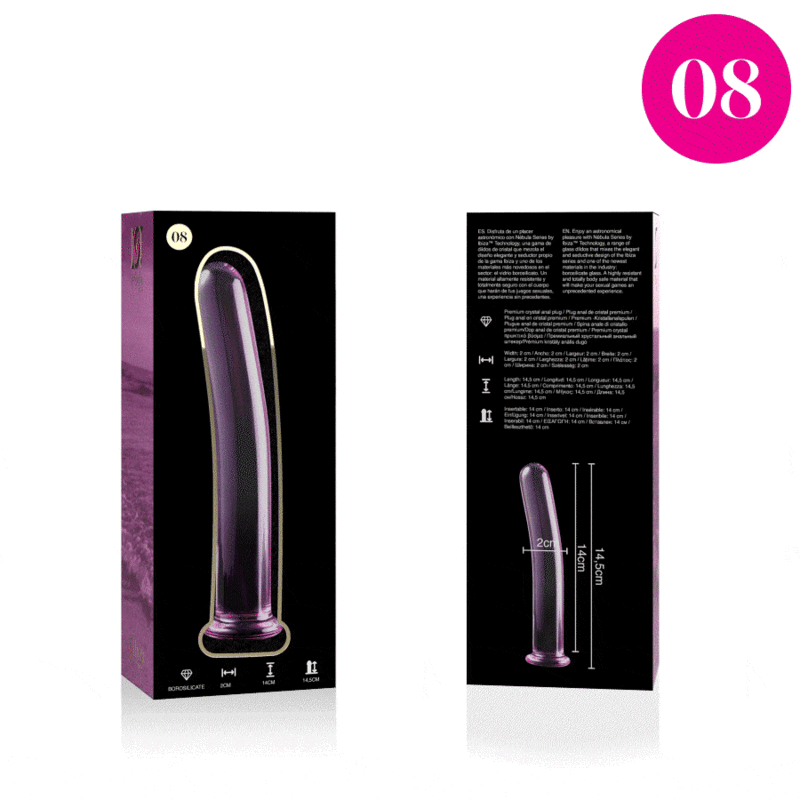 NEBULA SERIES BY IBIZA - MODEL 8 DILDO BOROSILICATE GLASS PINK 14.5 CM -O- 2 CM thumb 4
