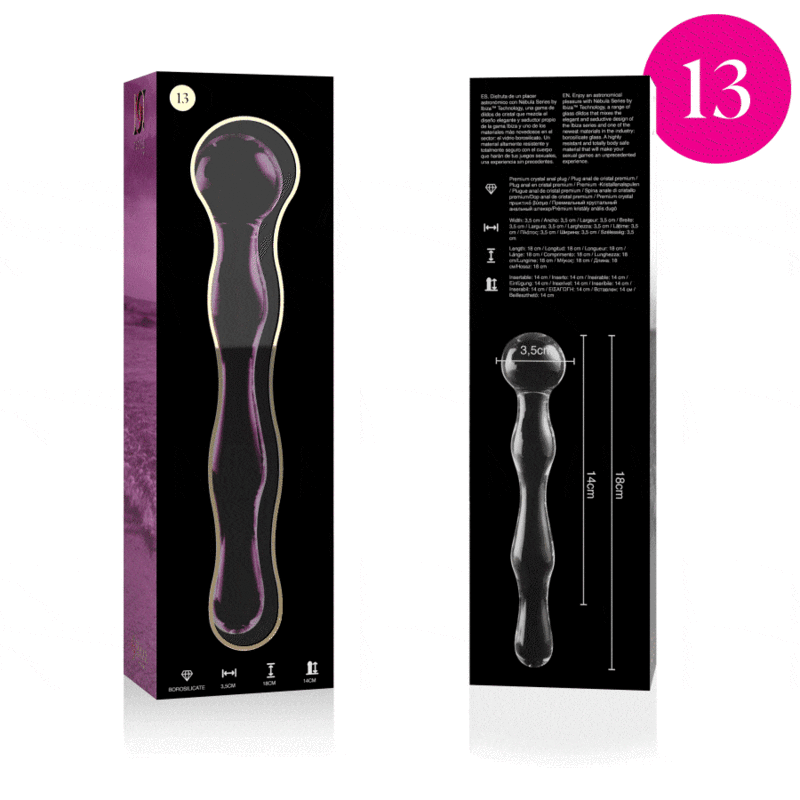 NEBULA SERIES BY IBIZA - MODEL 13 DILDO BOROSILICATE GLASS PINK 18 CM -O- 3.5 CM thumb 4