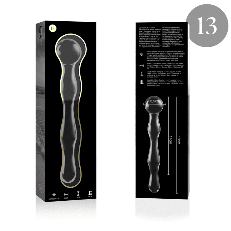 NEBULA SERIES BY IBIZA - MODEL 13 DILDO BOROSILICATE GLASS CLEAR 18 CM -O- 3.5 CM thumb 4