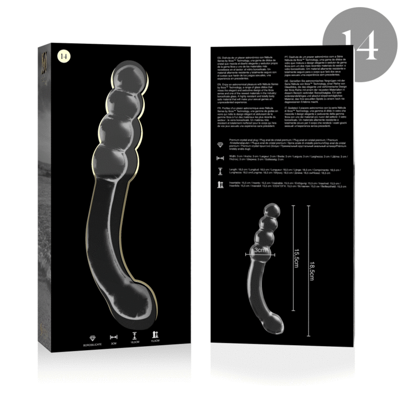 NEBULA SERIES BY IBIZA - MODEL 14 DILDO BOROSILICATE GLASS CLEAR 18.5 CM -O- 3 CM thumb 4