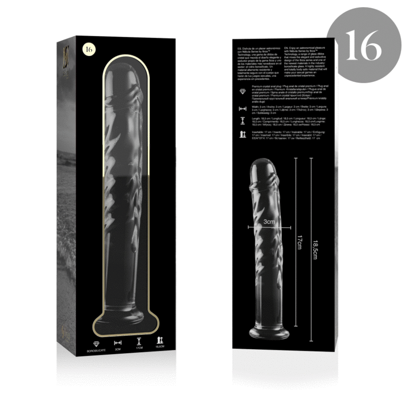 NEBULA SERIES BY IBIZA - MODEL 16 DILDO BOROSILICATE GLASS CLEAR 18.5 CM -O- 3 CM thumb 4
