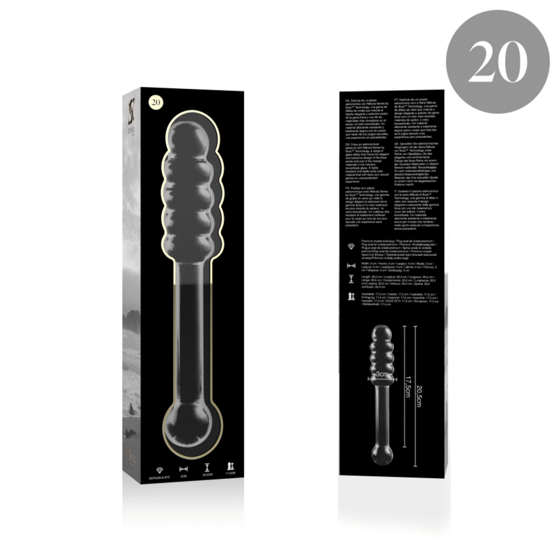 NEBULA SERIES BY IBIZA - MODEL 20 DILDO BOROSILICATE GLASS CLEAR 20.5 CM -O- 3 CM thumb 4