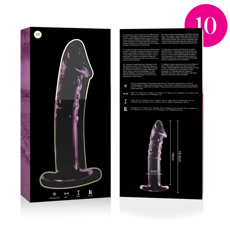 NEBULA SERIES BY IBIZA - MODEL 19 DILDO BOROSILICATE GLASS PINK 18.5 CM -O- 4 CM thumb 4