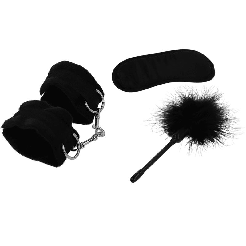 INTENSE - FETISH EROTIC PLAYSET 2 WITH HANDCUFFS, BLIND MASK AND TICKLER thumb 2