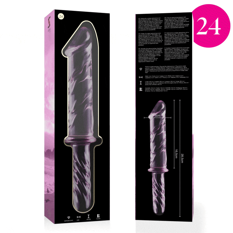 NEBULA SERIES BY IBIZA - MODEL 24 DILDO BOROSILICATE GLASS PINK 28.5 CM -O- 5 CM thumb 4