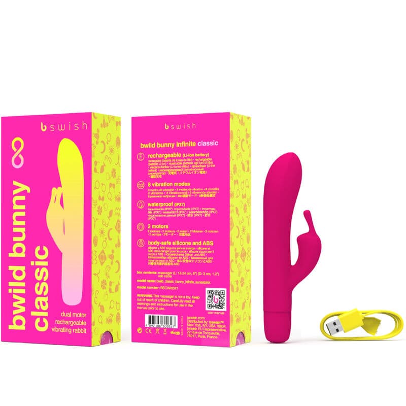 B SWISH - BWILD BUNNY INFINITE CLASSIC RECHARGEABLE VIBRATOR PINK SILICONE thumb 3