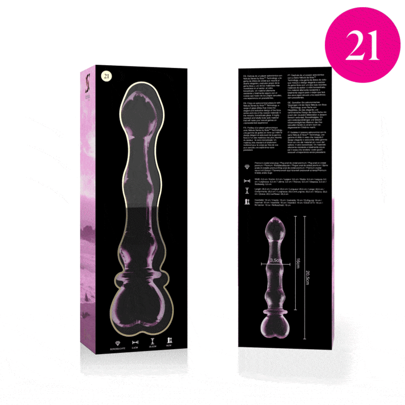 NEBULA SERIES BY IBIZA - MODEL 21 DILDO BOROSILICATE GLASS PINK 20.5 CM -O- 3.5 CM thumb 4