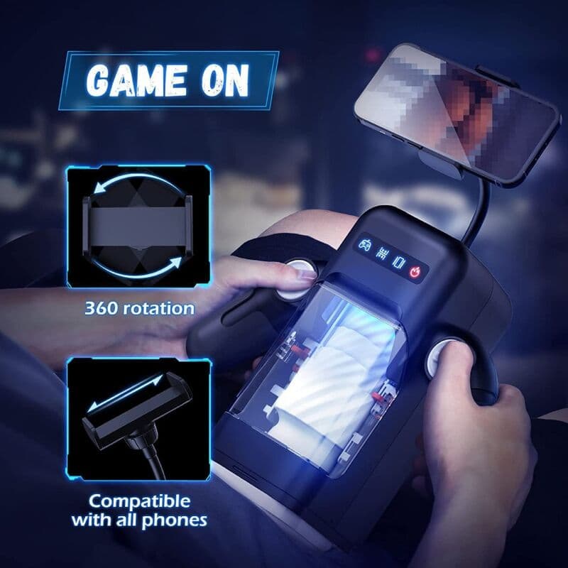GAME CUP - THRUSTING VIBRATION MASTURBATOR WITH HEATING FUNCTION AND MOBILE SUPPORT - BLACK thumb 3