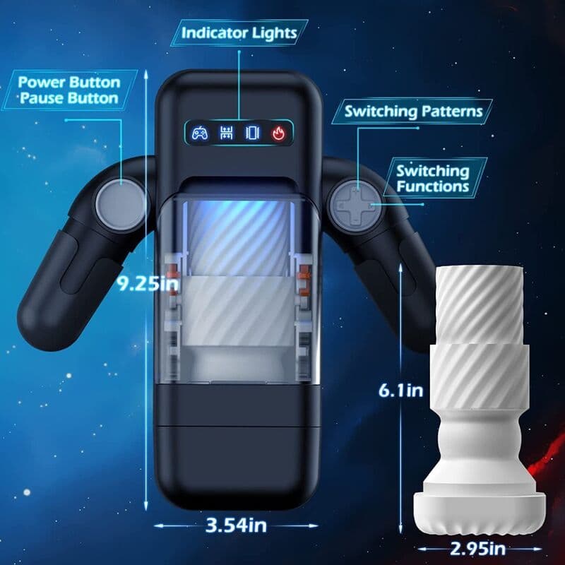 GAME CUP - THRUSTING VIBRATION MASTURBATOR WITH HEATING FUNCTION AND MOBILE SUPPORT - BLACK thumb 5