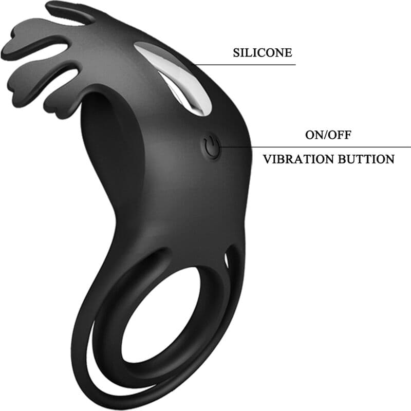 PRETTY LOVE - RUBEN VIBRATOR RING 7 VIBRATIONS BLACK SILICONE thumb 7