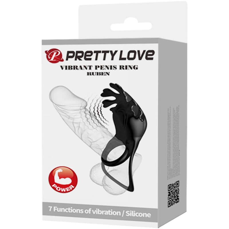 PRETTY LOVE - RUBEN VIBRATOR RING 7 VIBRATIONS BLACK SILICONE thumb 9
