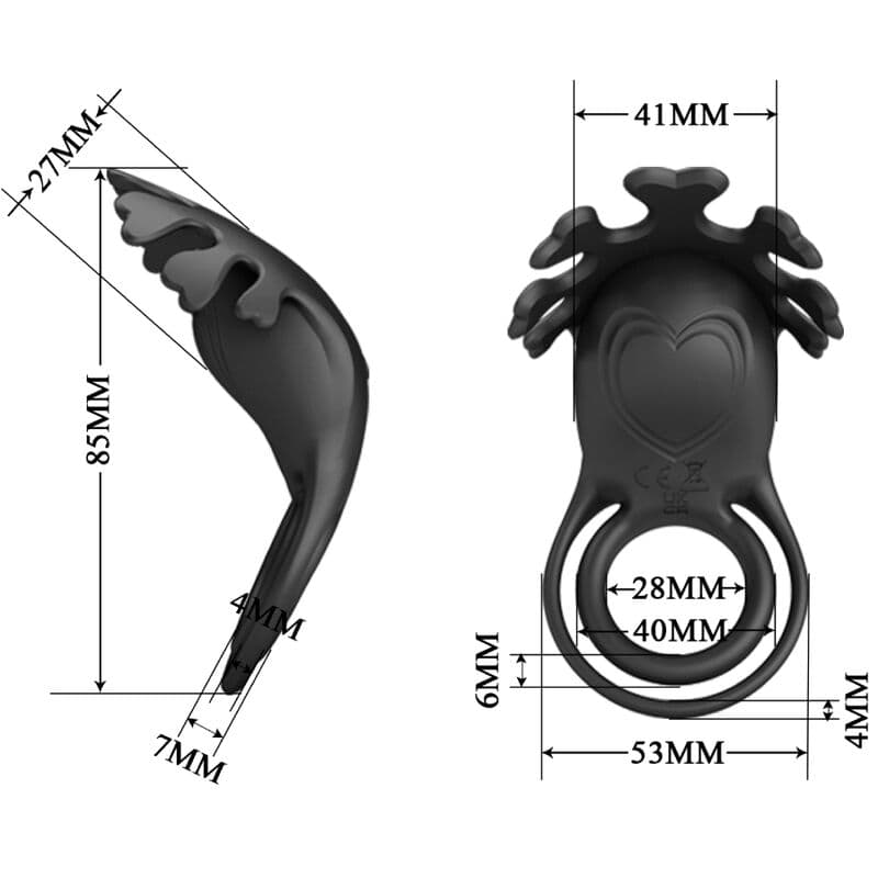 PRETTY LOVE - RUBEN VIBRATOR RING 7 VIBRATIONS BLACK SILICONE thumb 6
