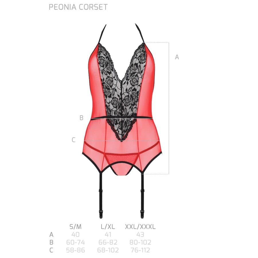 PASSION - PEONIA CORSET EROTIC LINE RED L/XL thumb 6