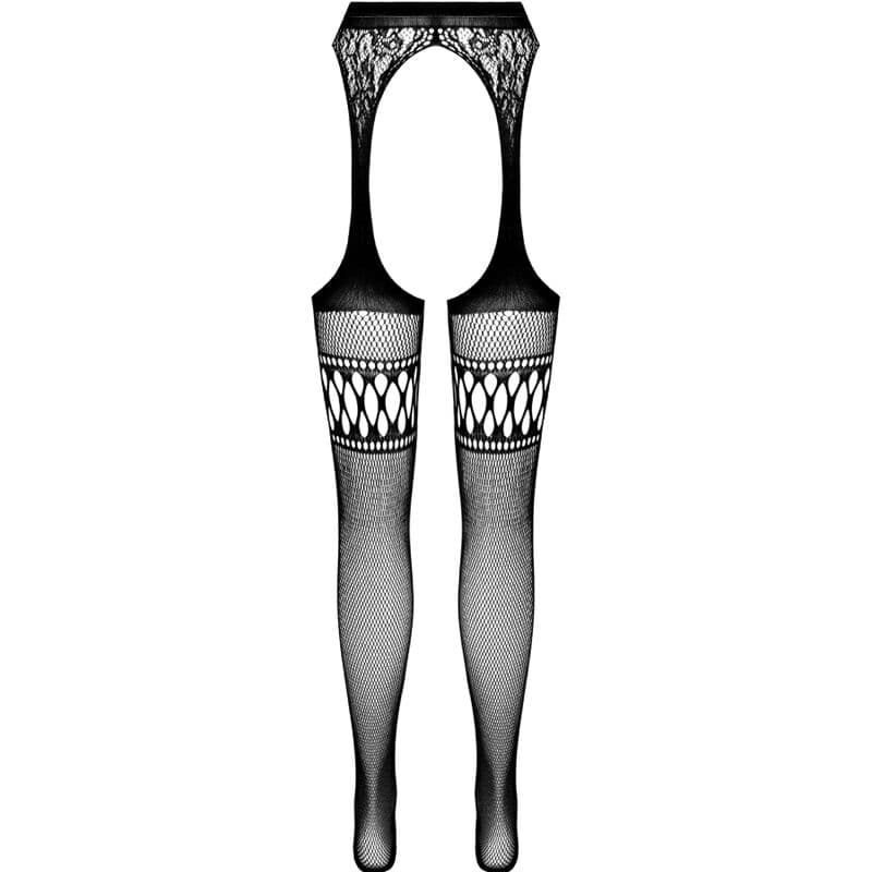PASSION - S026 BLACK TIGHTS WITH GARTER ONE SIZE thumb 6