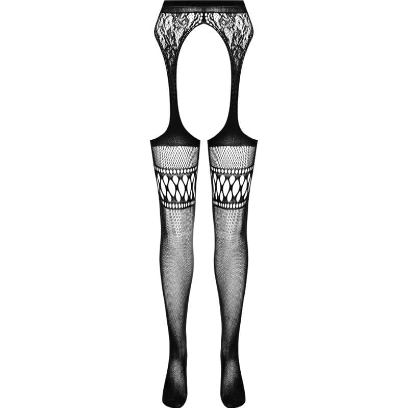 PASSION - S026 BLACK TIGHTS WITH GARTER ONE SIZE thumb 5