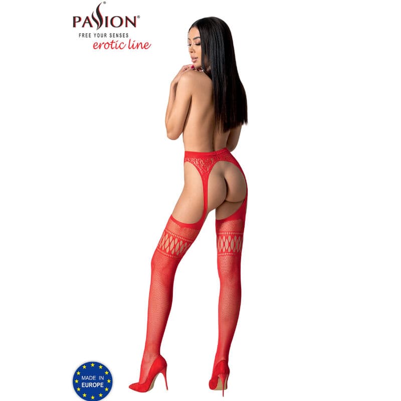 PASSION - S026 RED STOCKINGS WITH GARTER ONE SIZE thumb 4