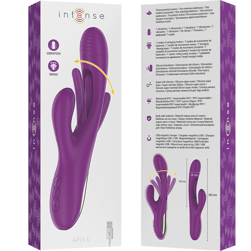 INTENSE - APOLO RECHARGEABLE MULTIFUNCTION VIBRATOR 7 VIBRATIONS WITH SWINGING MOTION PURPLE thumb 7