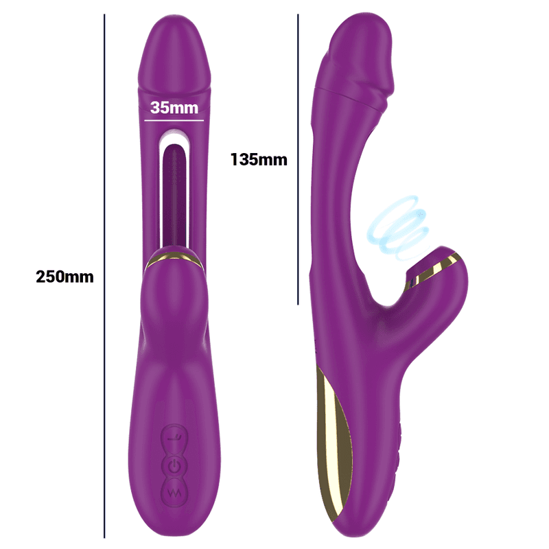 INTENSE - ATENEO RECHARGEABLE MULTIFUNCTION VIBRATOR 7 VIBRATIONS WITH OSCILLATING TONGUE AND PURPLE SUCTION thumb 4