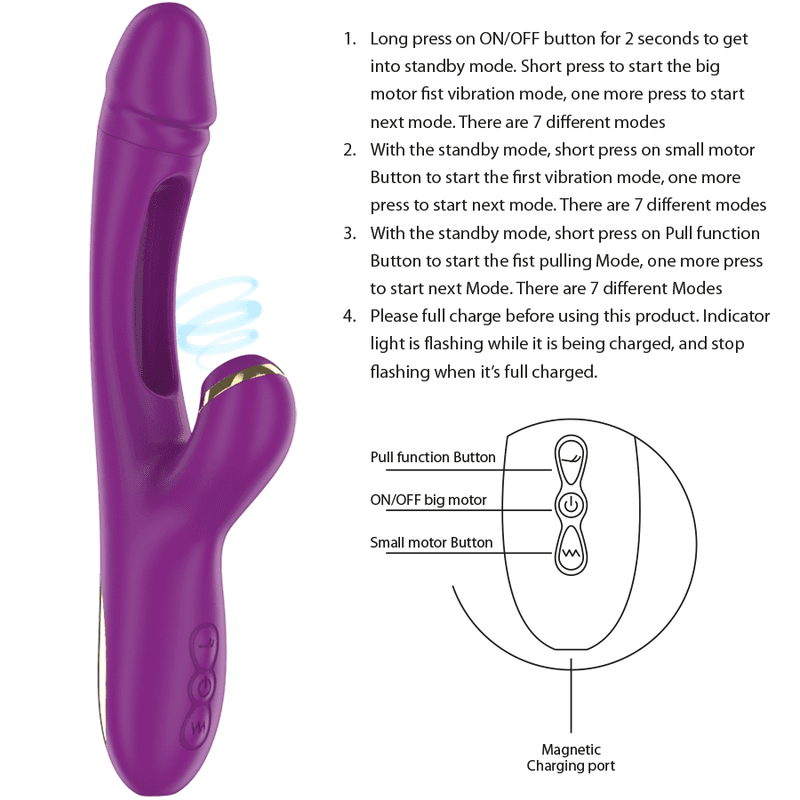 INTENSE - ATENEO RECHARGEABLE MULTIFUNCTION VIBRATOR 7 VIBRATIONS WITH OSCILLATING TONGUE AND PURPLE SUCTION thumb 5