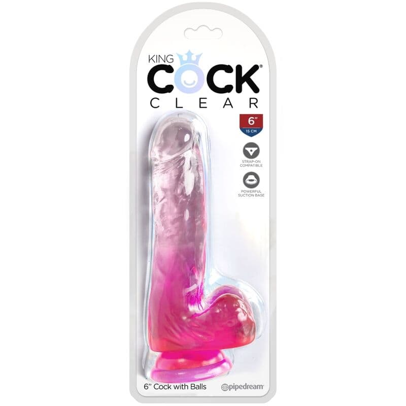 KING COCK - CLEAR REALISTIC PENIS WITH BALLS 13.5 CM PINK thumb 2