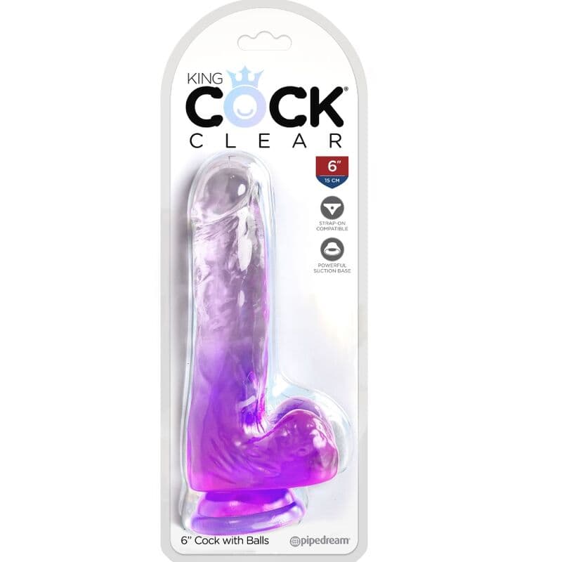 KING COCK - CLEAR REALISTIC PENIS WITH BALLS 13.5 CM PURPLE thumb 2