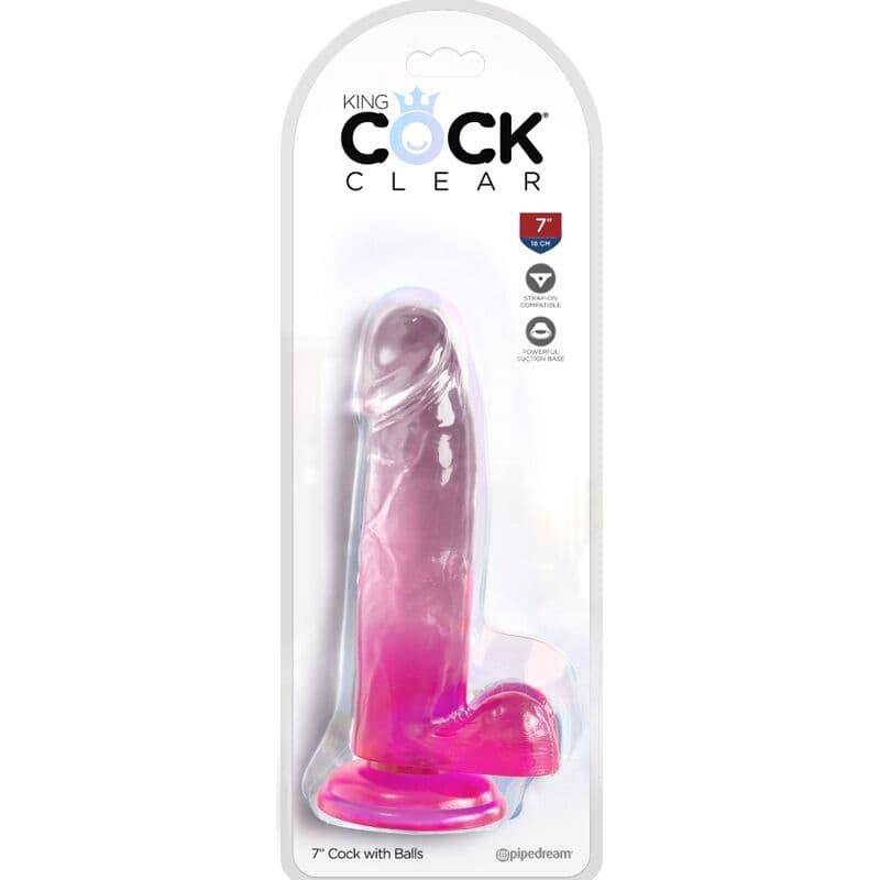 KING COCK - CLEAR REALISTIC PENIS WITH BALLS 15.2 CM PINK thumb 2