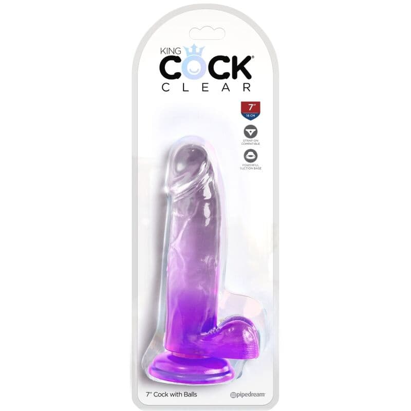 KING COCK - CLEAR REALISTIC PENIS WITH BALLS 15.2 CM PURPLE thumb 2