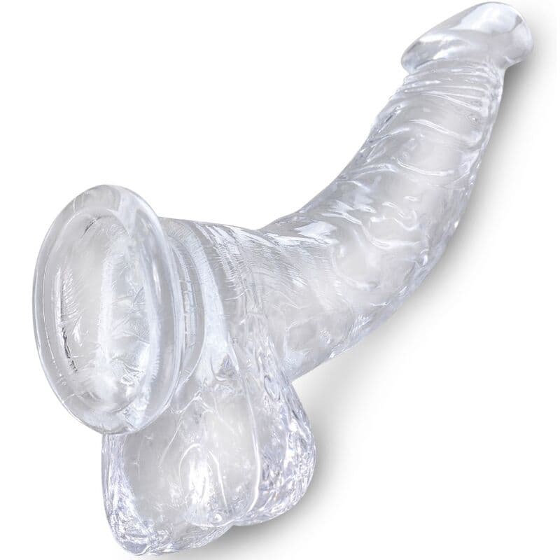 KING COCK - CLEAR REALISTIC CURVED PENIS WITH BALLS 16.5 CM TRANSPARENT thumb 3