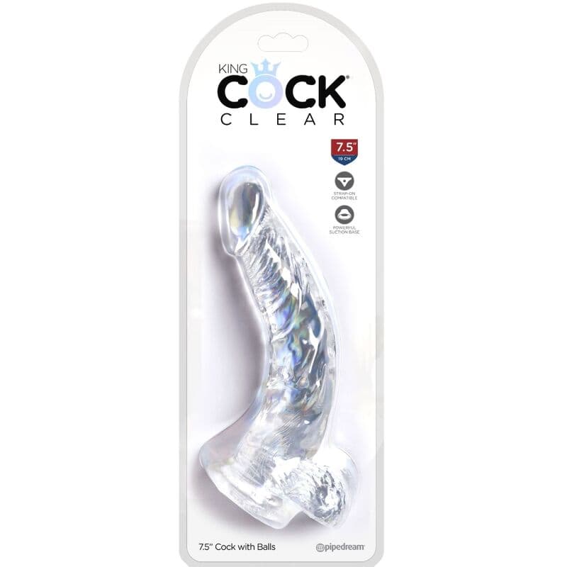 KING COCK - CLEAR REALISTIC CURVED PENIS WITH BALLS 16.5 CM TRANSPARENT thumb 4