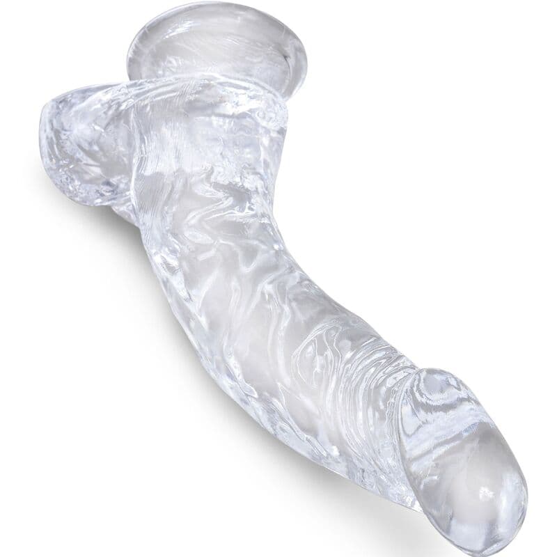 KING COCK - CLEAR REALISTIC CURVED PENIS WITH BALLS 16.5 CM TRANSPARENT thumb 2