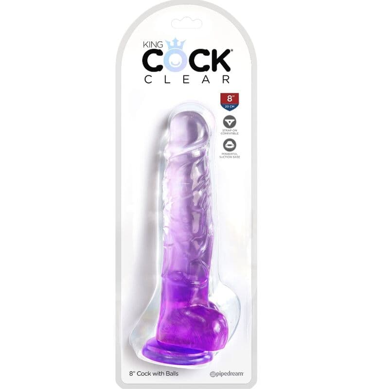 KING COCK - CLEAR REALISTIC PENIS WITH BALLS 16.5 CM PURPLE thumb 2