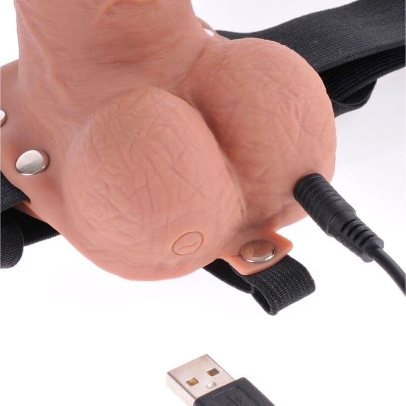 FETISH FANTASY SERIES - ADJUSTABLE HARNESS REALISTIC PENIS WITH BALLS RECHARGEABLE AND VIBRATOR 17.8 CM thumb 4