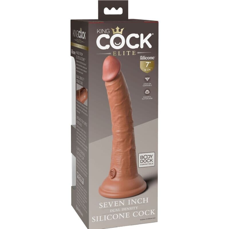 KING COCK - ELITE REALISTIC SILICONE DILDO 17.8 CM CARAMEL thumb 5