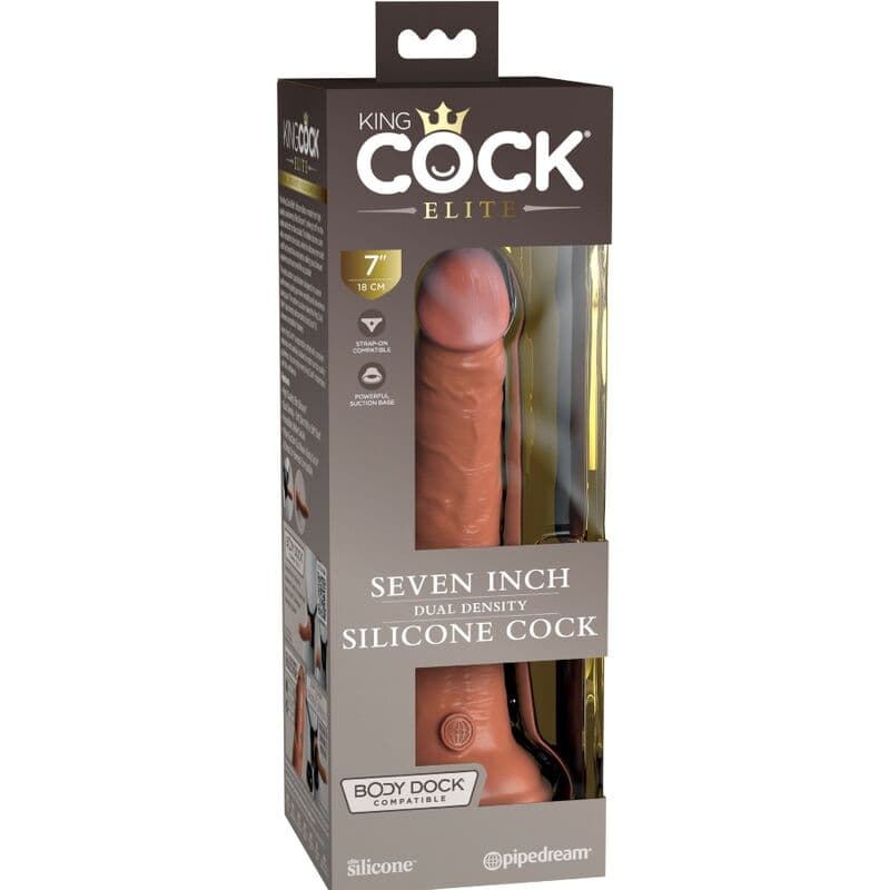 KING COCK - ELITE REALISTIC SILICONE DILDO 17.8 CM CARAMEL thumb 6