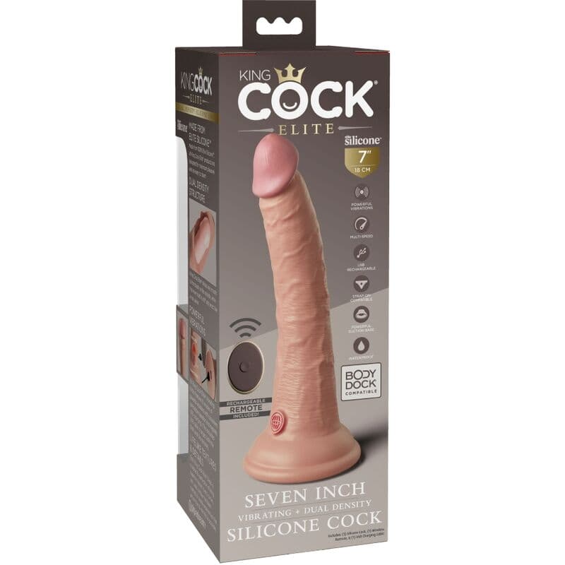 KING COCK - ELITE REALISTIC DILDO VIBRATOR & SILICONE REMOTE CONTROL 17.8 CM thumb 5