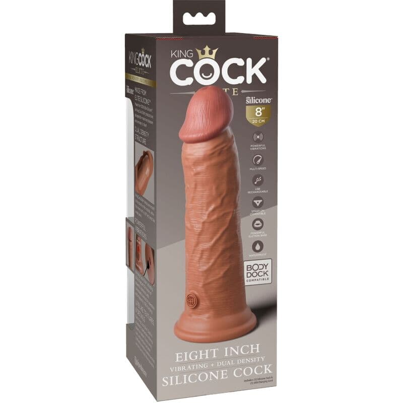 KING COCK - ELITE REALISTIC DILDO VIBRATING & SILICONE 20.3 CM CARAMEL thumb 6