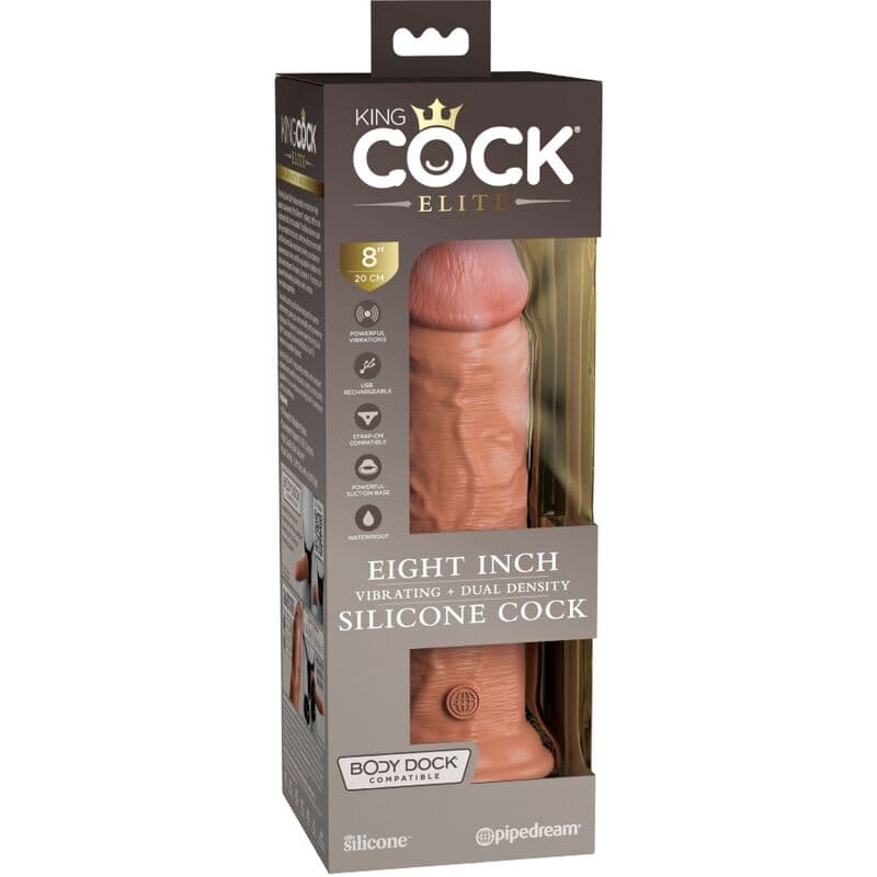 KING COCK - ELITE REALISTIC DILDO VIBRATING & SILICONE 20.3 CM CARAMEL thumb 7