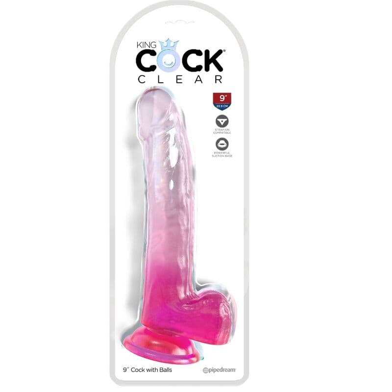 KING COCK - CLEAR DILDO WITH TESTICLES 20.3 CM PINK thumb 2