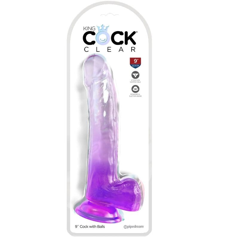 KING COCK - CLEAR DILDO WITH TESTICLES 20.3 CM PURPLE thumb 2