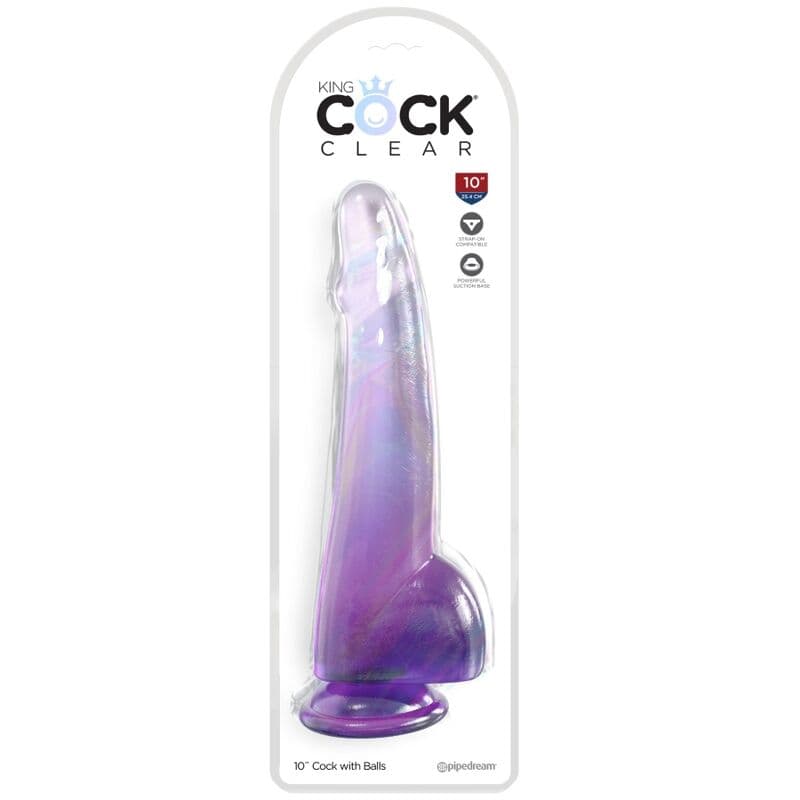 KING COCK - CLEAR DILDO WITH TESTICLES 19 CM PURPLE thumb 2