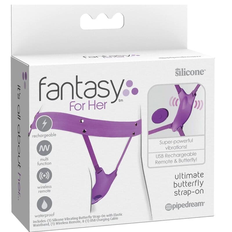 FANTASY FOR HER - BUTTERFLY HARNESS, VIBRATING RECHARGEABLE & REMOTE CONTROL PURPLE thumb 5