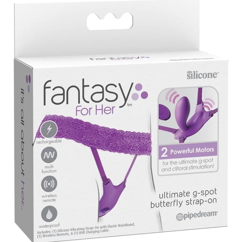 FANTASY FOR HER - BUTTERFLY HARNESS G-SPOT WITH VIBRATOR, RECHARGEABLE & REMOTE CONTROL VIOLET thumb 5