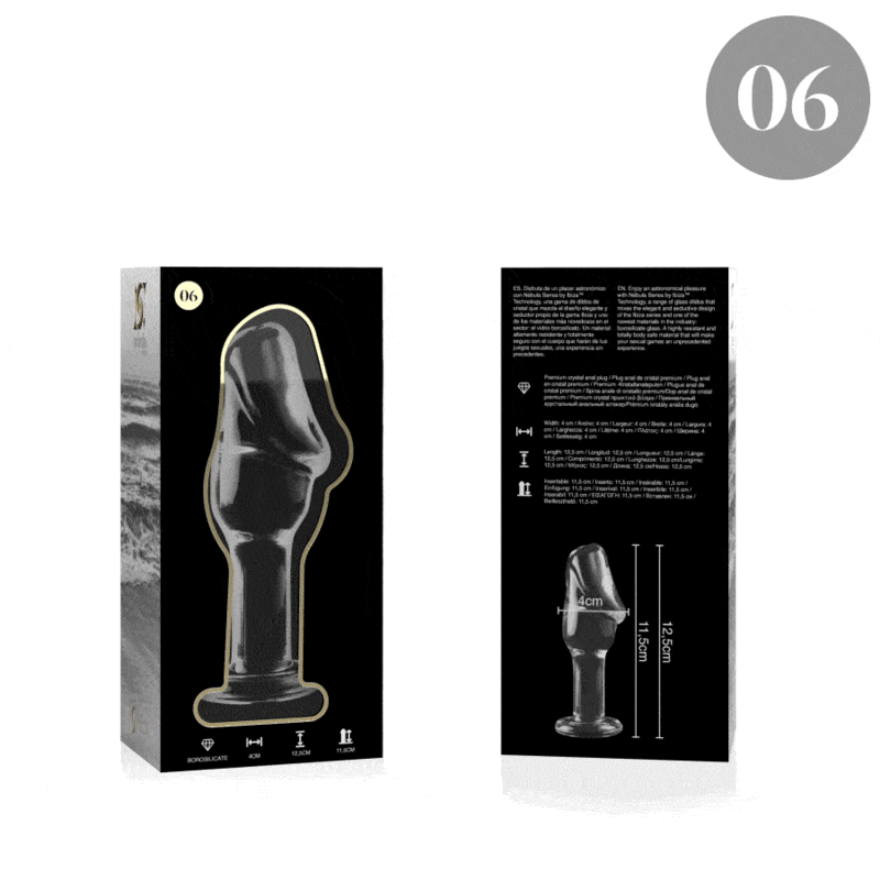 NEBULA SERIES BY IBIZA - MODEL 6 ANAL PLUG BOROSILICATE GLASS CLEAR 12.5 CM -O- 4 CM thumb 4
