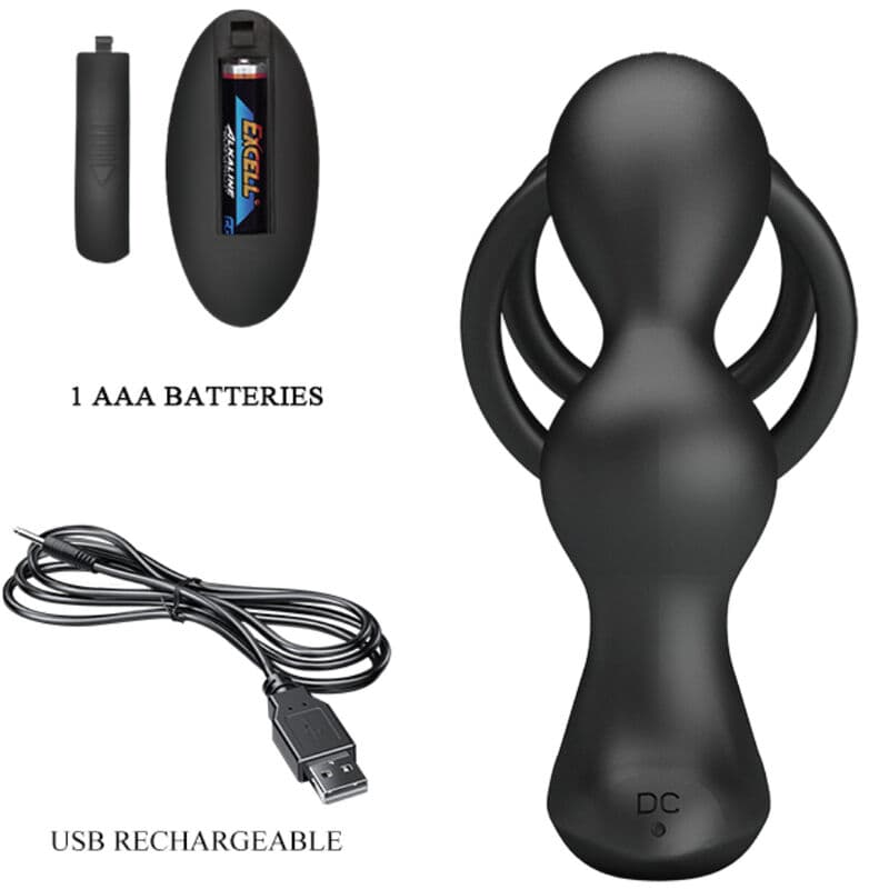 PRETTY LOVE - MARSHALL PENIS RING WITH VIBRATORY ANAL PLUG WITH REMOTE CONTROL thumb 6