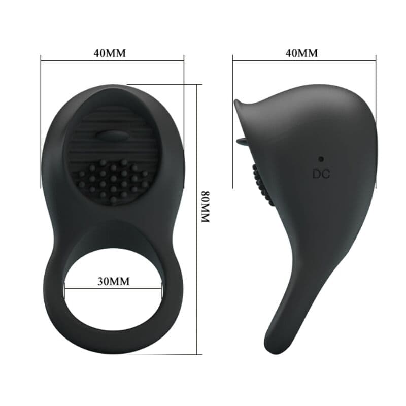 PRETTY LOVE - VIBRATING PENIS RING WITH BLACK TONGUE thumb 6