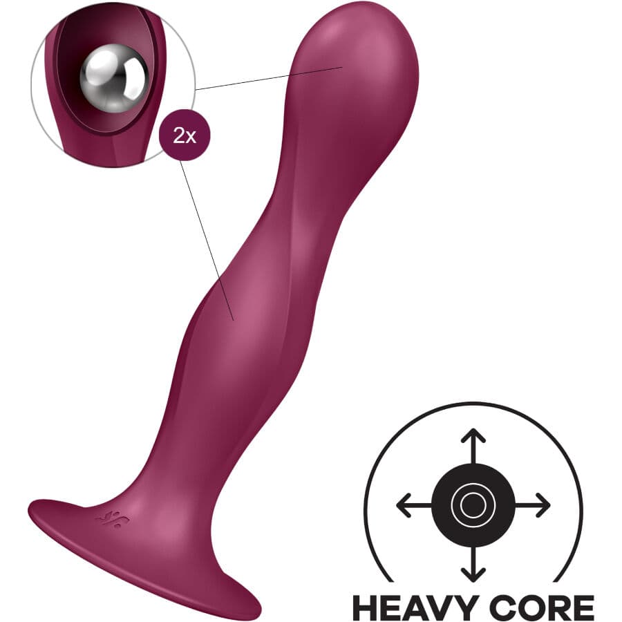 SATISFYER - DOUBLE BALL-R SILICONE DILDO GARNET thumb 3